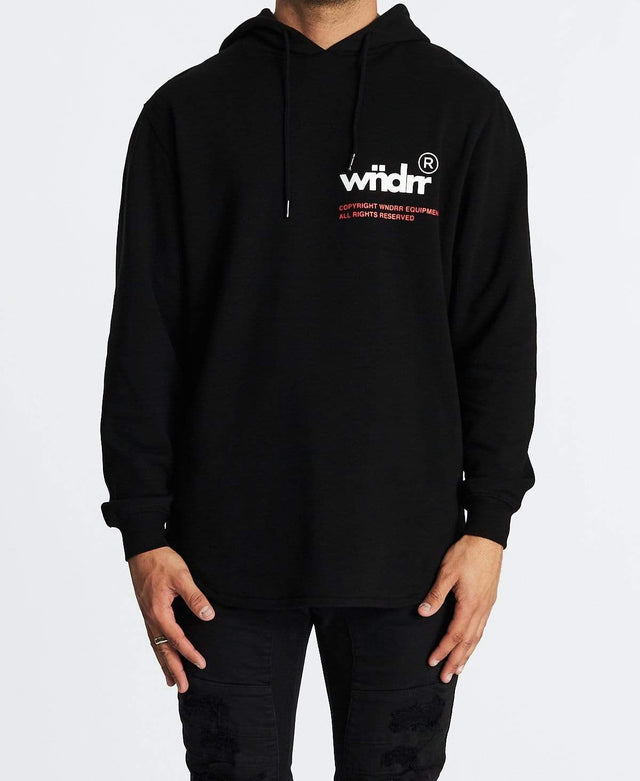 WNDRR Offcuts Curved Hem Hoodie Black