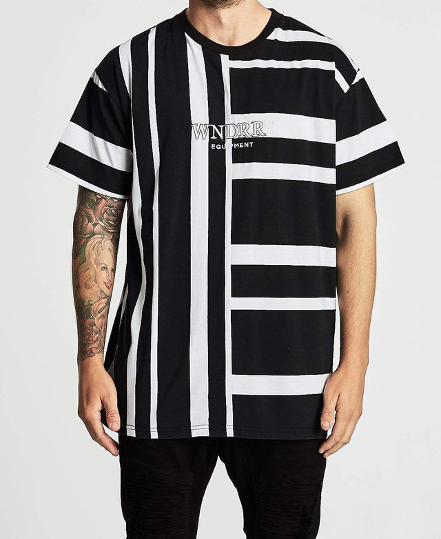 WNDRR Rift Stripe Custom Fit T-Shirt Black/White