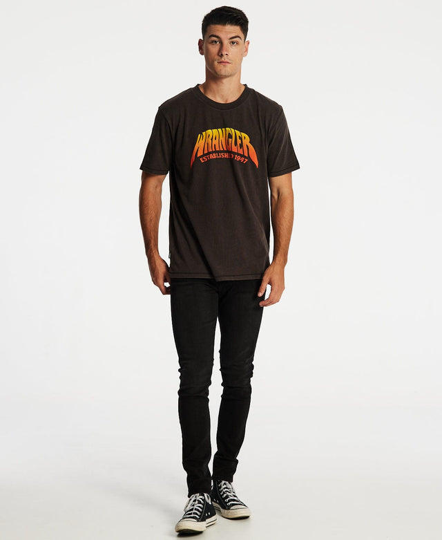 Wrangler Flamin Yang T-Shirt Worn Black