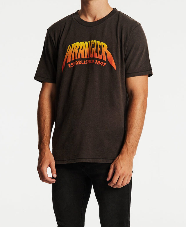 Wrangler Flamin Yang T-Shirt Worn Black
